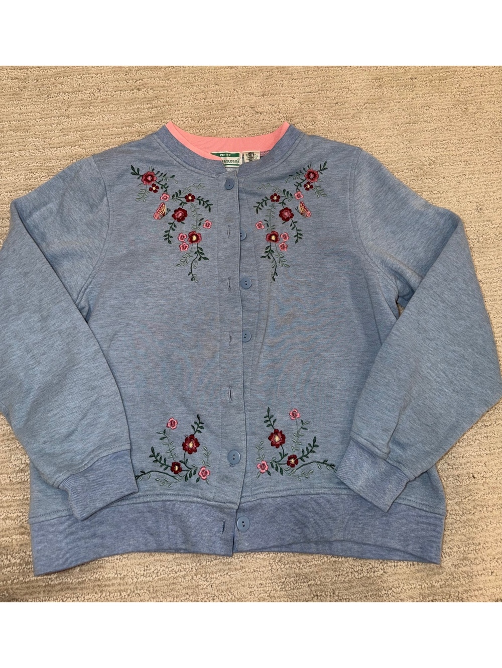 Sweetitage Petite Blue Embroidered Cardigan